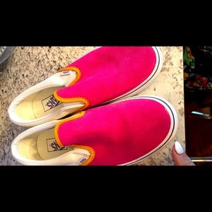 Pink and green suede vans mens 8.5 woman’s 10